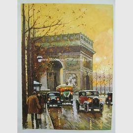 Σύγχρονος καμβάς ελαιογραφίας σκηνής οδών του Παρισιού Arc de Triomphe On
