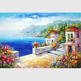 Ζωγραφισμένο στο χέρι λιμάνι διακοπών ελαιογραφίας Impressionism μεσογειακό