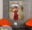 Ακρυλικό σύγχρονης τέχνης κορίτσι τέχνης τοίχων ελαιογραφίας διακοσμητικό με το κόκκινο φόρεμα στον καμβά