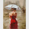 Ακρυλικό σύγχρονης τέχνης κορίτσι τέχνης τοίχων ελαιογραφίας διακοσμητικό με το κόκκινο φόρεμα στον καμβά