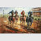 Αφηρημένη ελαιογραφία μαχαιριών παλετών στον καμβά/άλογα που τρέχουν τη ζωγραφική αθλητικής τέχνης