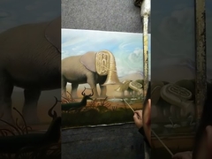 Αφηρημένη ζωγραφική ελεφάντων σε καμβά τοίχου