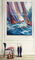Αφηρημένα παλετών έργα ζωγραφικής βαρκών μαχαιριών πλέοντας, ζωγραφισμένη στο χέρι παχιά τέχνη καμβά πετρελαίου